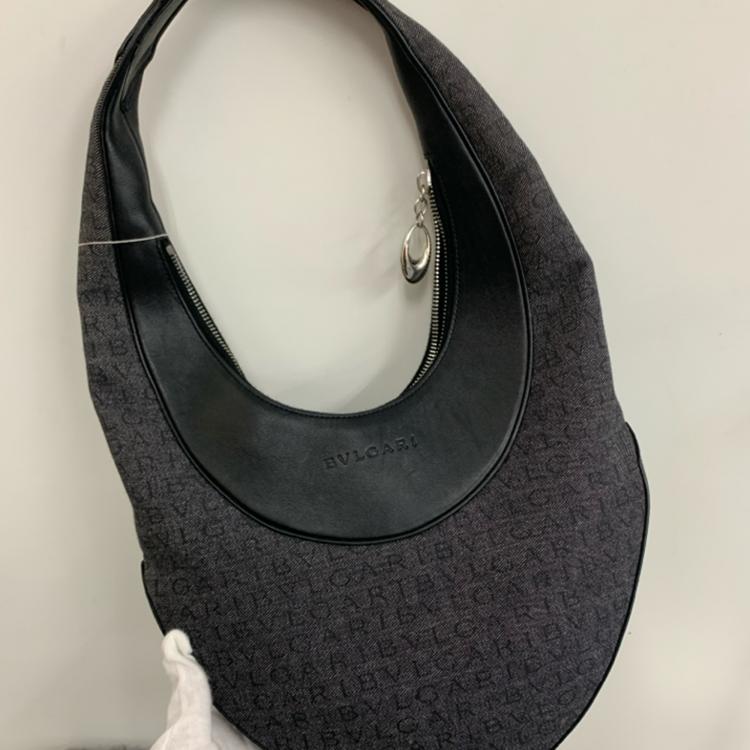 Pre Owned Bvlgari Black Denim Logo One Shoulder bag