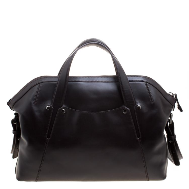 Pre Owned Bvlgari Dark Brown Leather Briefcase Bag