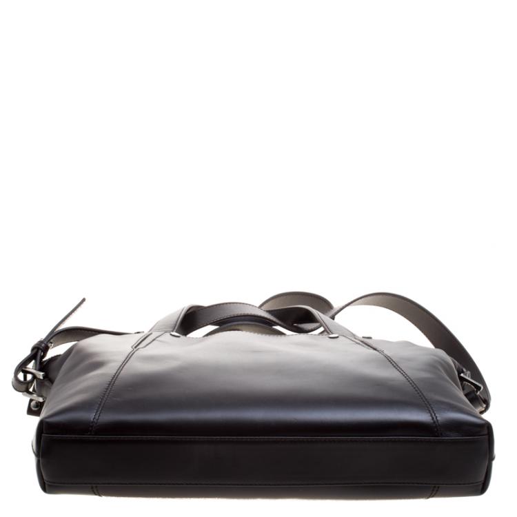 Pre Owned Bvlgari Dark Brown Leather Briefcase Bag