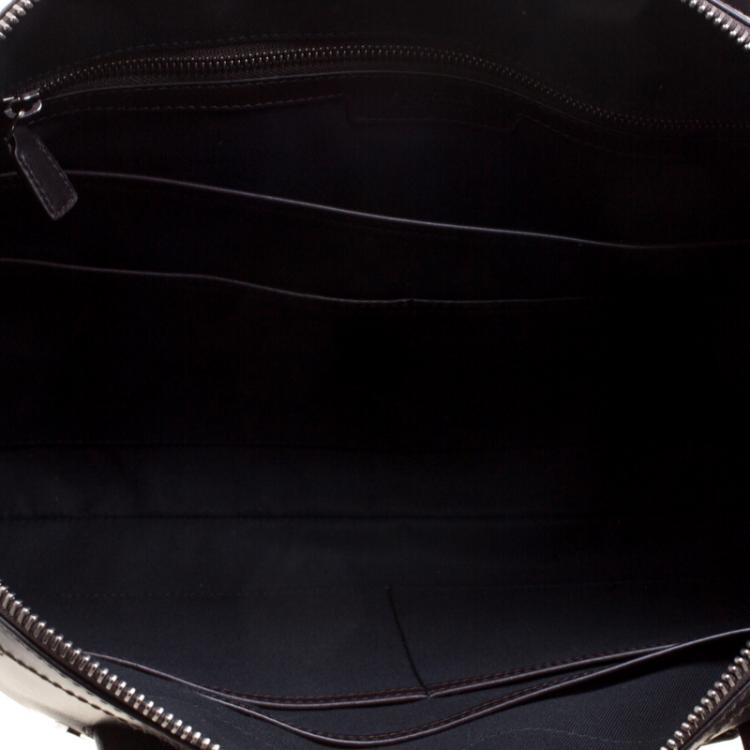 Pre Owned Bvlgari Dark Brown Leather Briefcase Bag