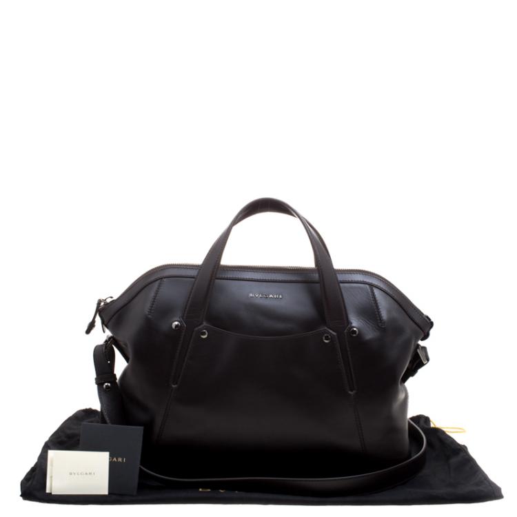 Pre Owned Bvlgari Dark Brown Leather Briefcase Bag
