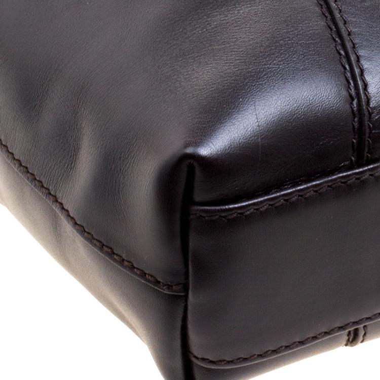 Pre Owned Bvlgari Dark Brown Leather Briefcase Bag