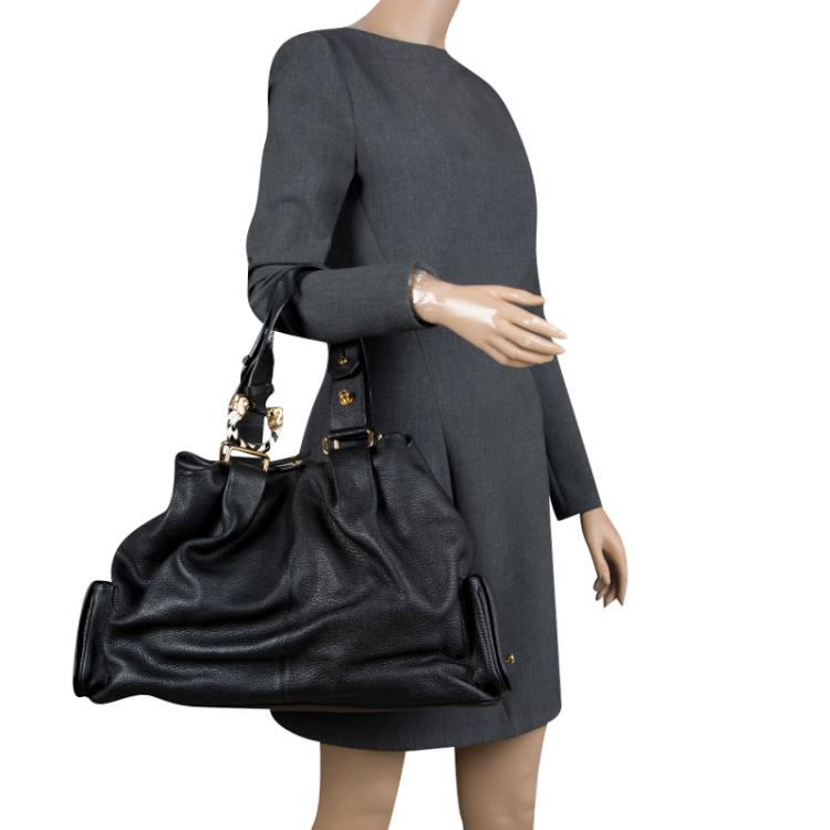 Pre Owned Bvlgari Black Leather Leoni Satchel