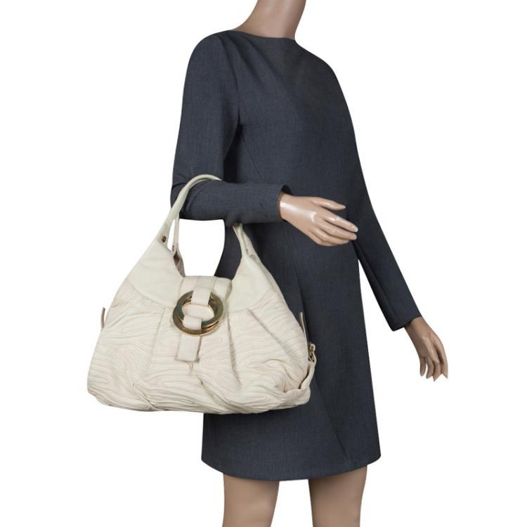 Pre Owned Bvlgari Off White Leather Chandra Hobo