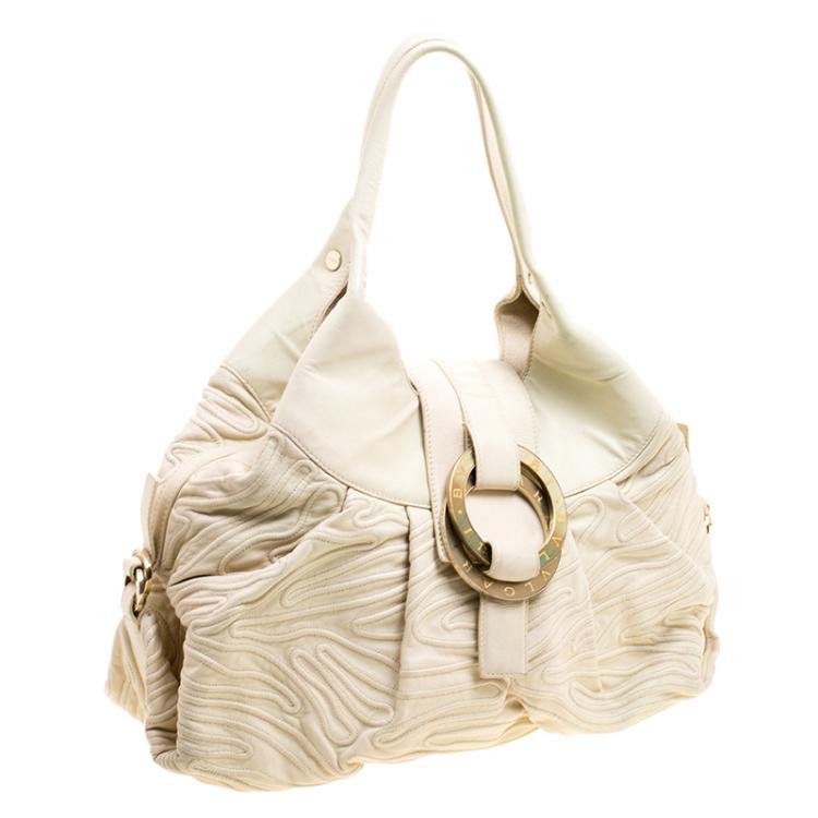 Pre Owned Bvlgari Off White Leather Chandra Hobo