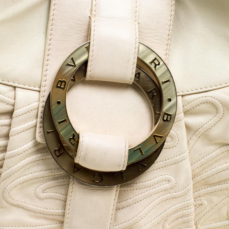 Pre Owned Bvlgari Off White Leather Chandra Hobo