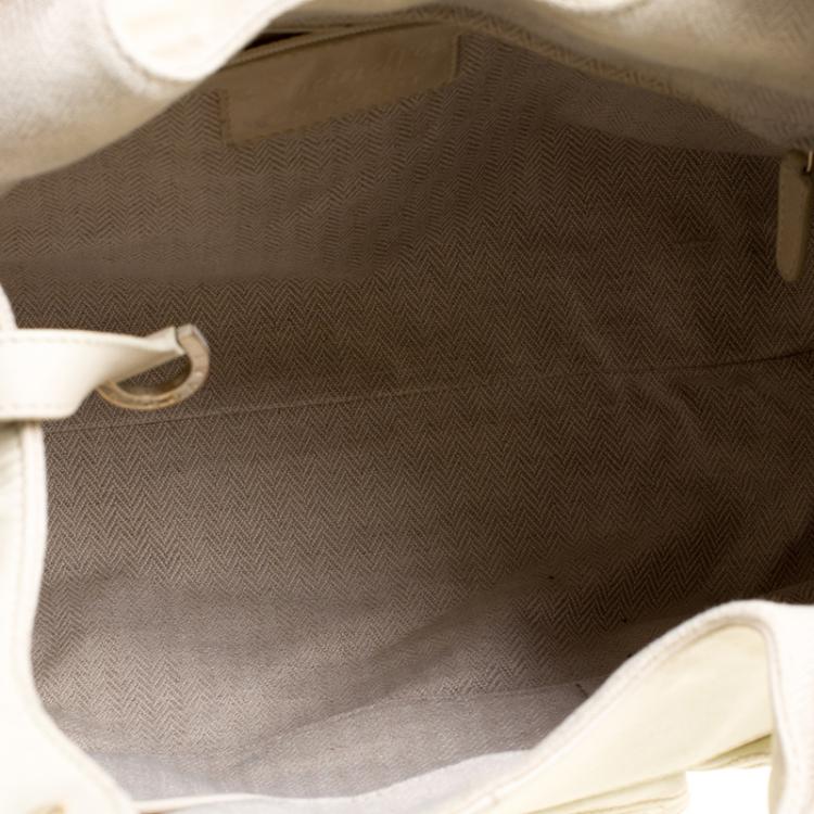 Pre Owned Bvlgari Off White Leather Chandra Hobo