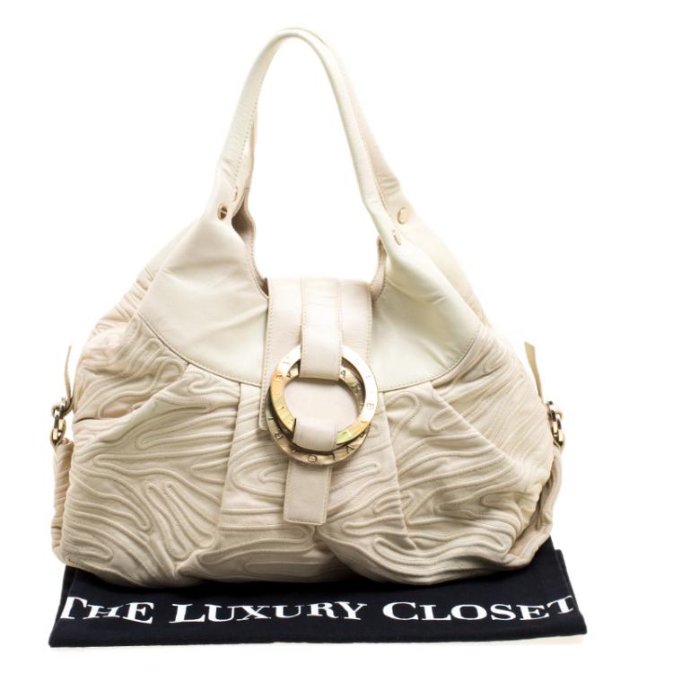 Pre Owned Bvlgari Off White Leather Chandra Hobo