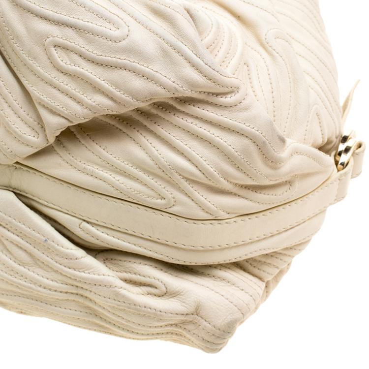 Pre Owned Bvlgari Off White Leather Chandra Hobo