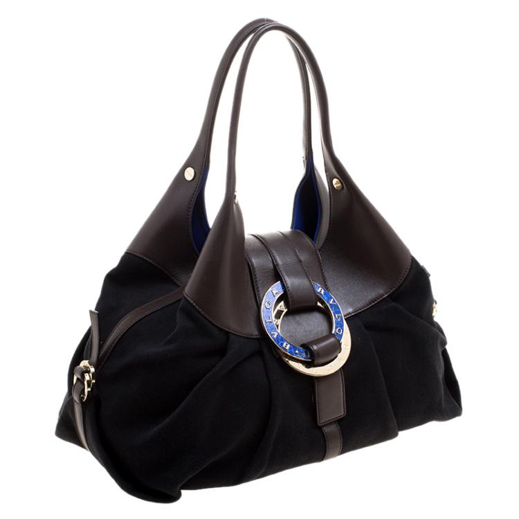 Pre Owned Bvlgari Black/Brown Leather Chandra Hobo