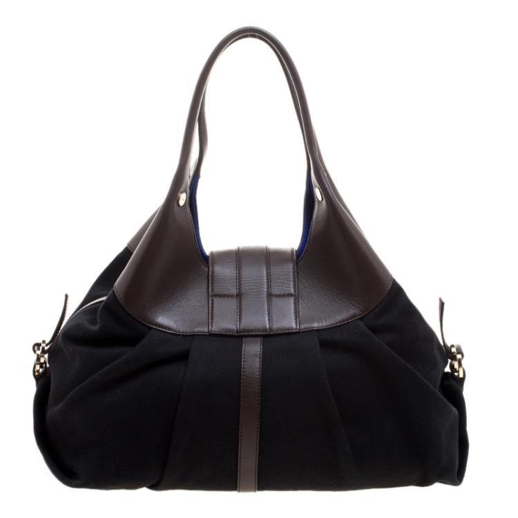 Pre Owned Bvlgari Black/Brown Leather Chandra Hobo