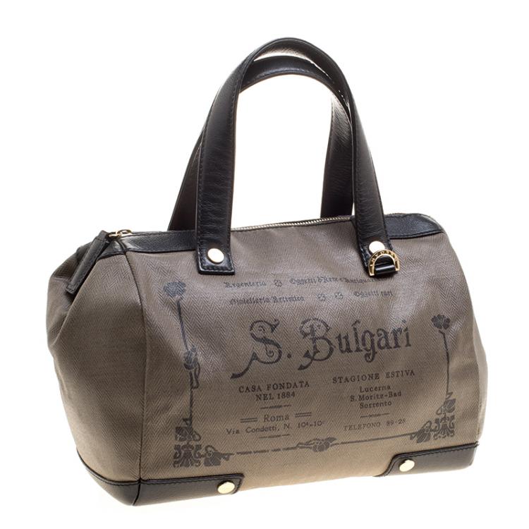 Pre Owned Bvlgari Grey Coated Fabric Satchel