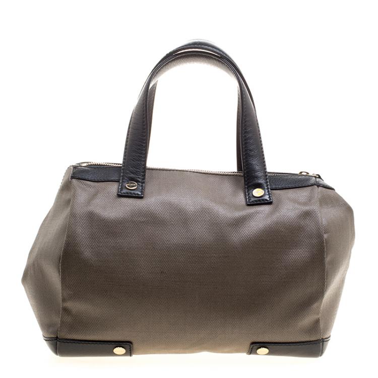 Pre Owned Bvlgari Grey Coated Fabric Satchel