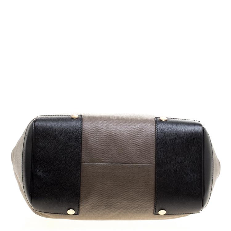 Pre Owned Bvlgari Grey Coated Fabric Satchel