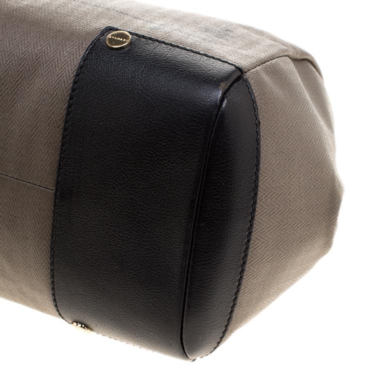 Pre Owned Bvlgari Grey Coated Fabric Satchel