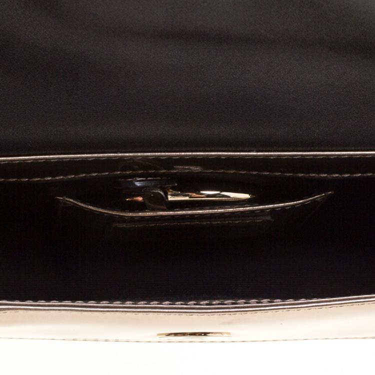 Pre Owned Bvlgari Metallic Bronze Patent Leather Serpenti Forever Shoulder Bag