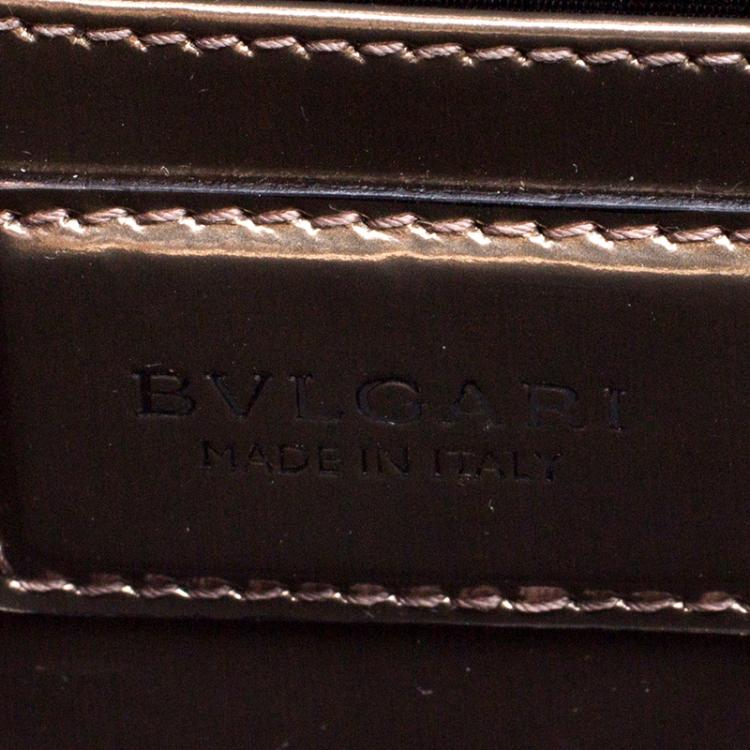 Pre Owned Bvlgari Metallic Bronze Patent Leather Serpenti Forever Shoulder Bag
