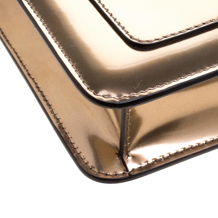 Pre Owned Bvlgari Metallic Bronze Patent Leather Serpenti Forever Shoulder Bag