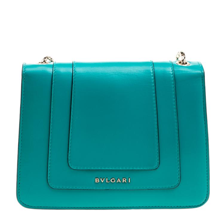 Pre Owned Bvlgari Green Leather Small Serpenti Forever Shoulder Bag