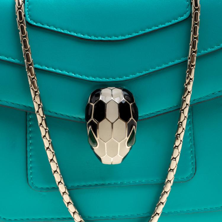 Pre Owned Bvlgari Green Leather Small Serpenti Forever Shoulder Bag