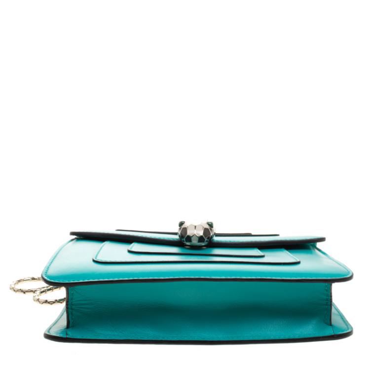 Pre Owned Bvlgari Green Leather Small Serpenti Forever Shoulder Bag