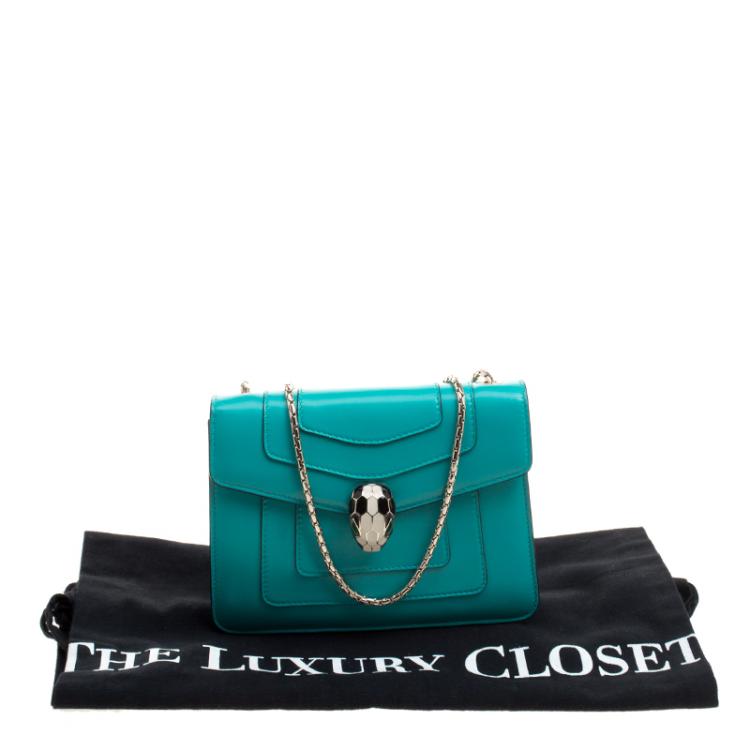 Pre Owned Bvlgari Green Leather Small Serpenti Forever Shoulder Bag