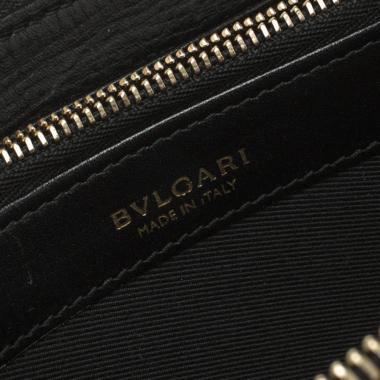 Pre Owned Bvlgari Metallic Black Leather Zip Around Wallet