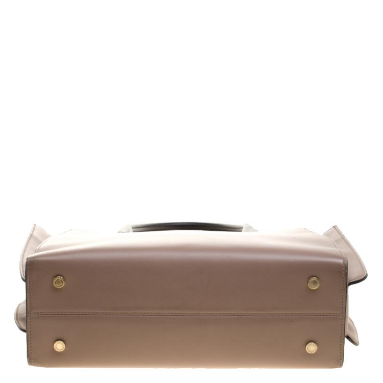 Pre Owned Bvlgari Taupe and Black Leather Tote