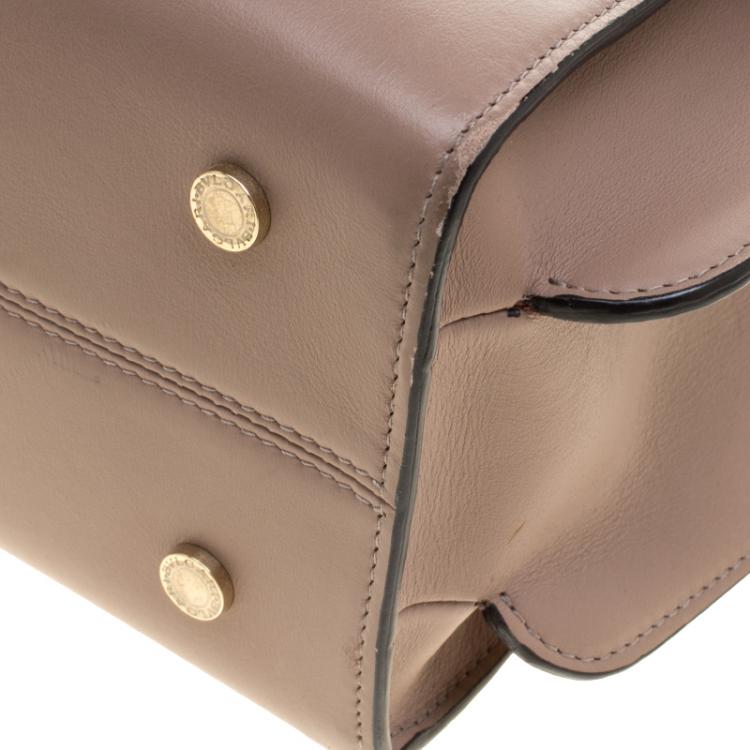 Pre Owned Bvlgari Taupe and Black Leather Tote