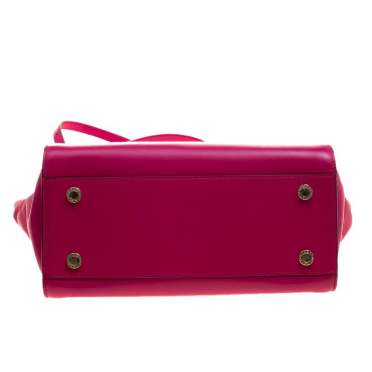 Pre Owned Bvlgari Pink Leather Serpenti Scaglie Boston Bag