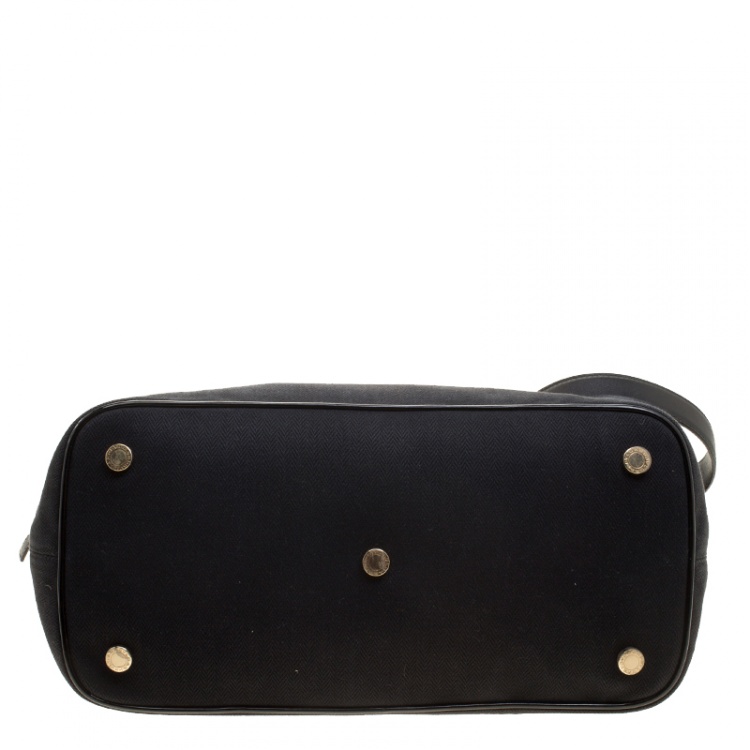 Pre Owned Bvlgari Black Chevron Canvas and Leather Isabella Rossellini Tote
