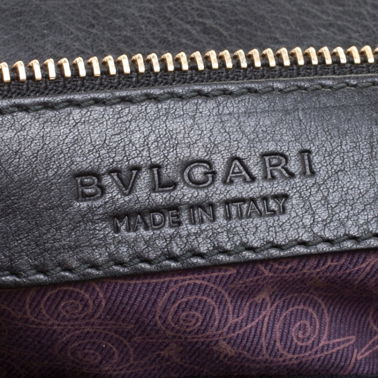 Pre Owned Bvlgari Black Chevron Canvas and Leather Isabella Rossellini Tote
