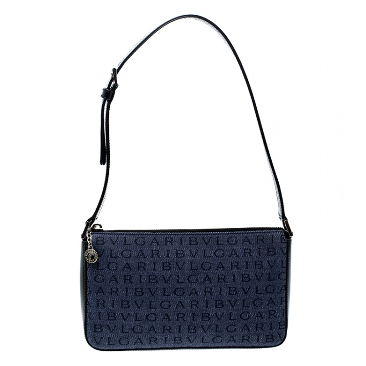 مملوكة مسبقًا Bvlgari Blue Denim Monogram Canvas Shoulder Bag