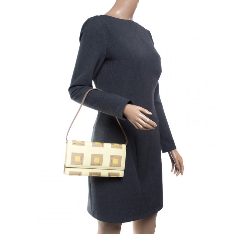 مملوكة مسبقًا Bvlgari Yellow Printed Fabric Shoulder Bag
