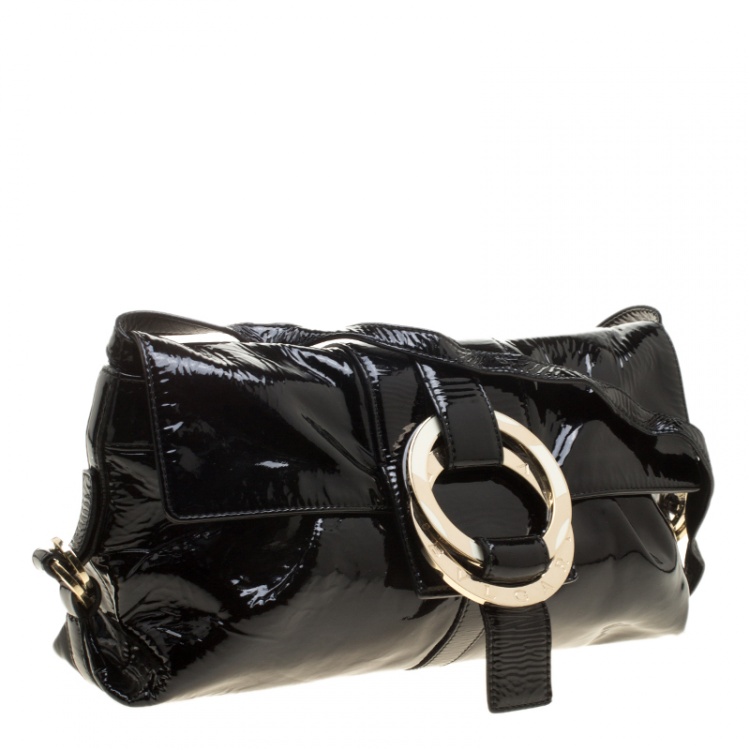 Pre Owned Bvlgari Black Patent Leather Chandra Shoulder Bag