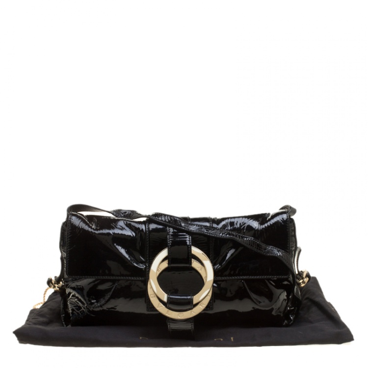 Pre Owned Bvlgari Black Patent Leather Chandra Shoulder Bag