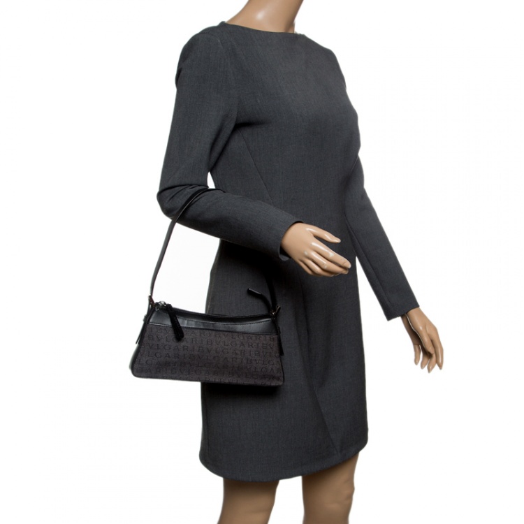 مملوكة مسبقًا Bvlgari Grey/Black Monogram Canvas and Leather Pochette