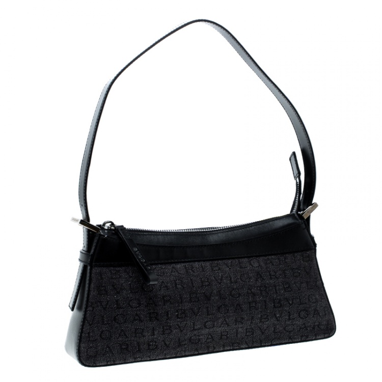 مملوكة مسبقًا Bvlgari Grey/Black Monogram Canvas and Leather Pochette