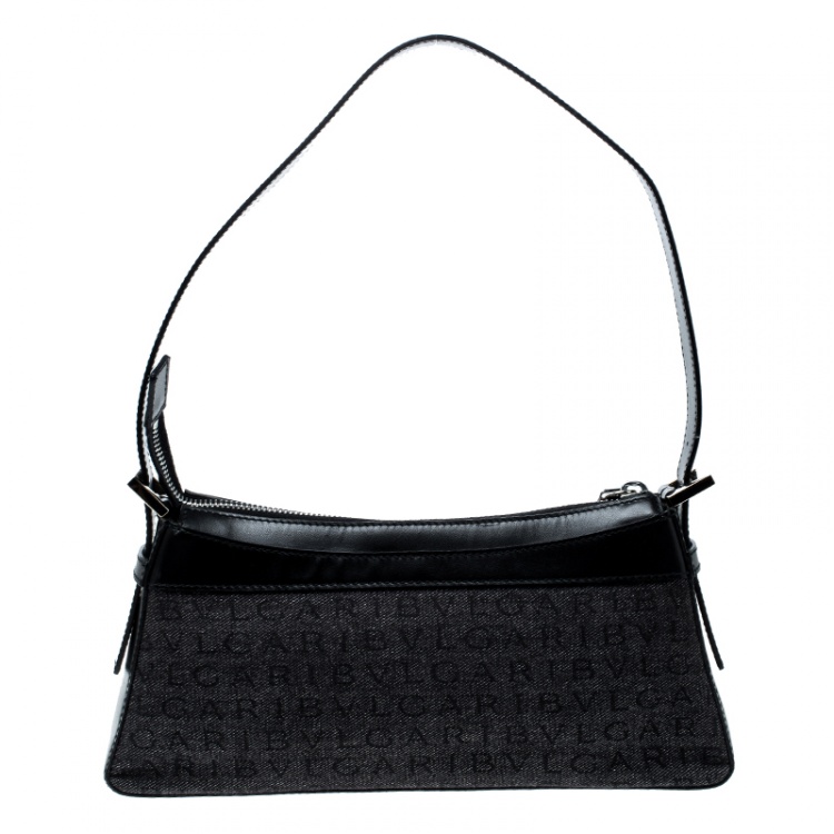 مملوكة مسبقًا Bvlgari Grey/Black Monogram Canvas and Leather Pochette