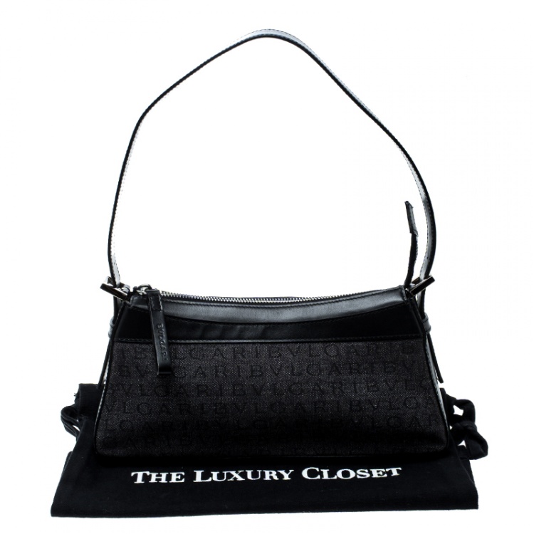 مملوكة مسبقًا Bvlgari Grey/Black Monogram Canvas and Leather Pochette