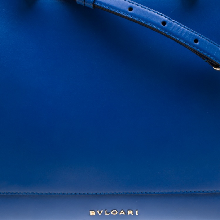 Pre Owned Bvlgari Blue Leather Medium Serpenti Tote