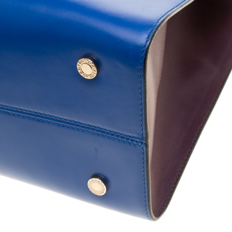 Pre Owned Bvlgari Blue Leather Medium Serpenti Tote