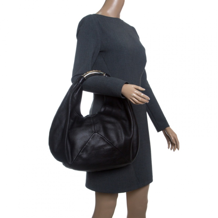 Pre Owned Bvlgari Black Leather Hobo