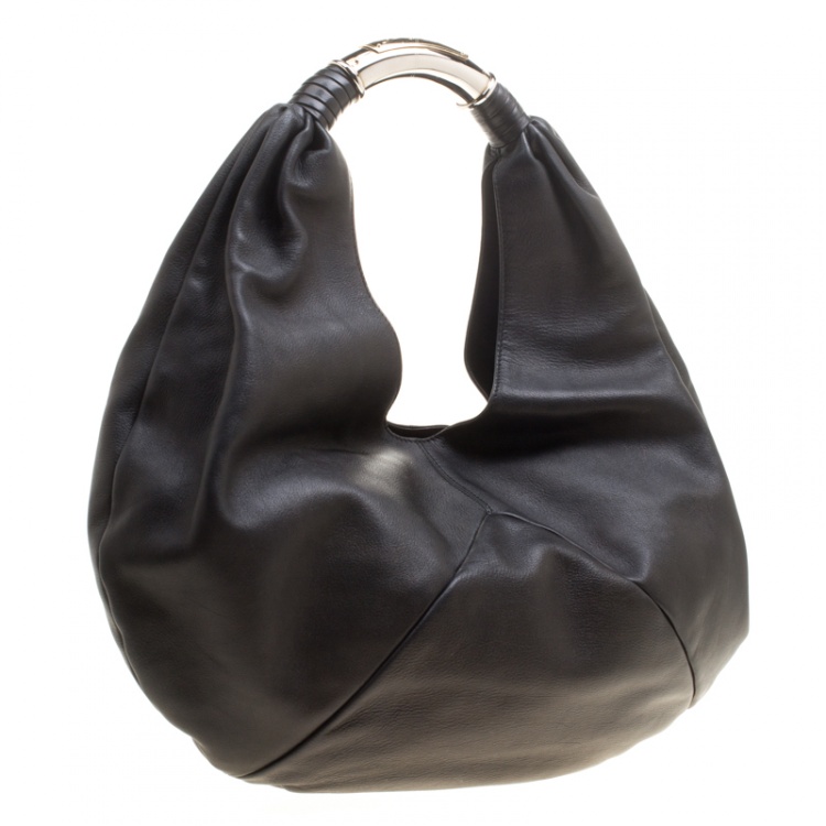 Pre Owned Bvlgari Black Leather Hobo