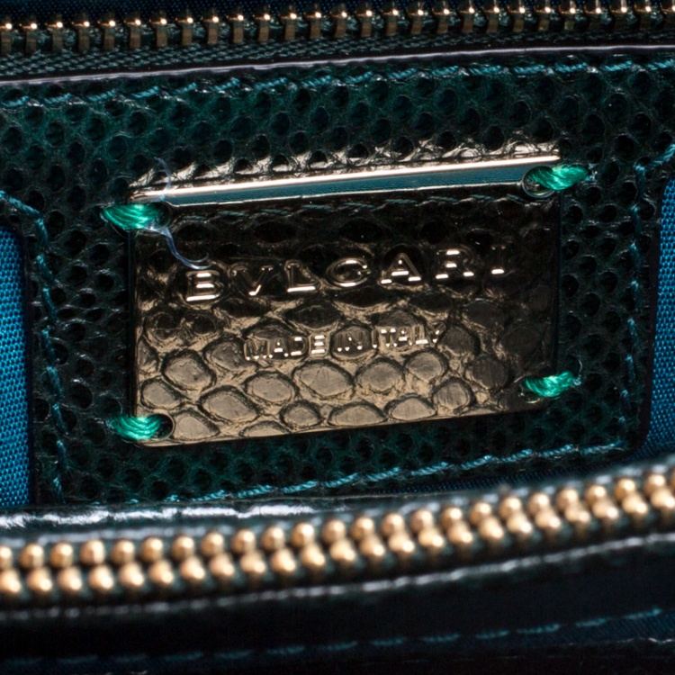 Pre Owned Bvlgari Green Lizard Medium Serpenti Forever Shoulder Bag