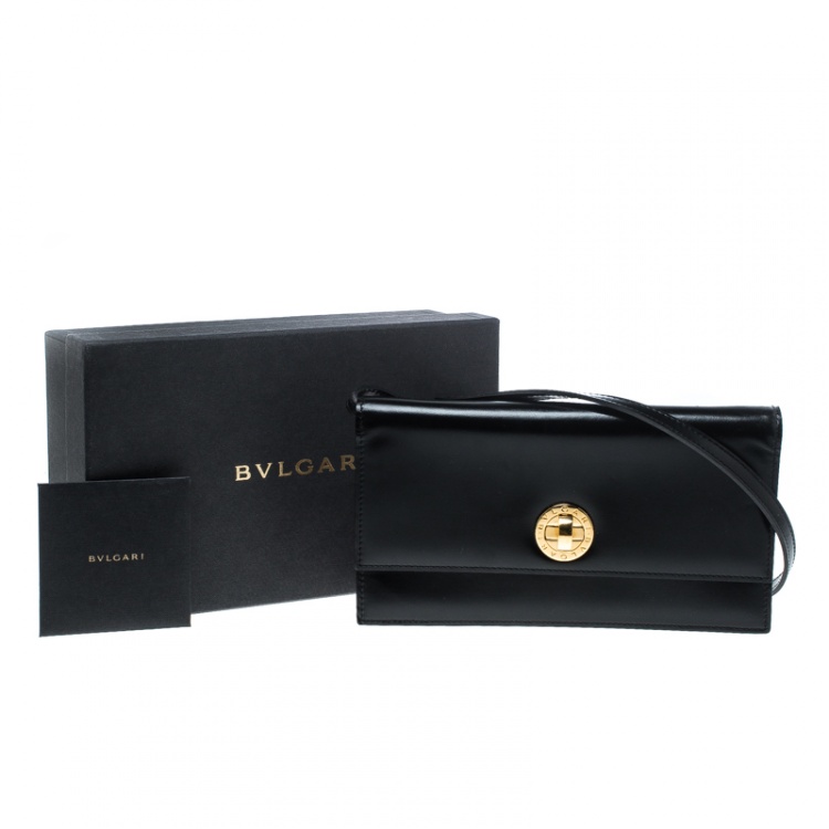 Pre Owned Bvlgari Black Leather Clutch Bag