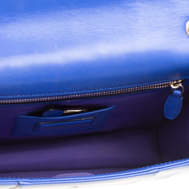 Pre Owned Bvlgari Blue Leather Medium Serpenti Forever Shoulder Bag