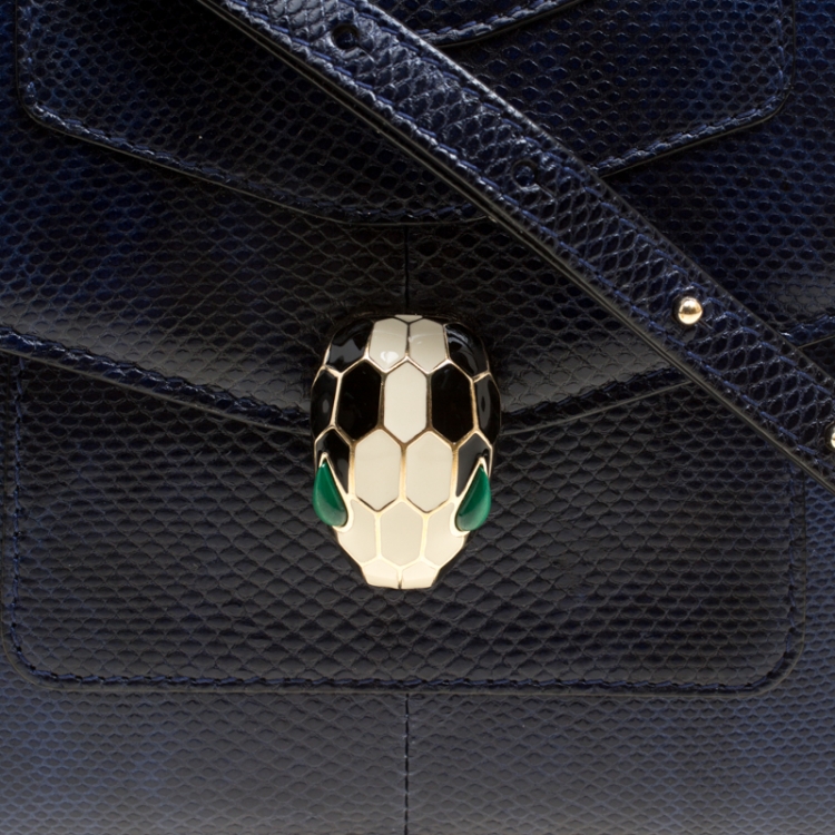 Pre Owned Bvlgari Indigo Karung Serpenti Forever Top Handle Bag