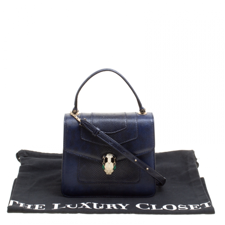 Pre Owned Bvlgari Indigo Karung Serpenti Forever Top Handle Bag