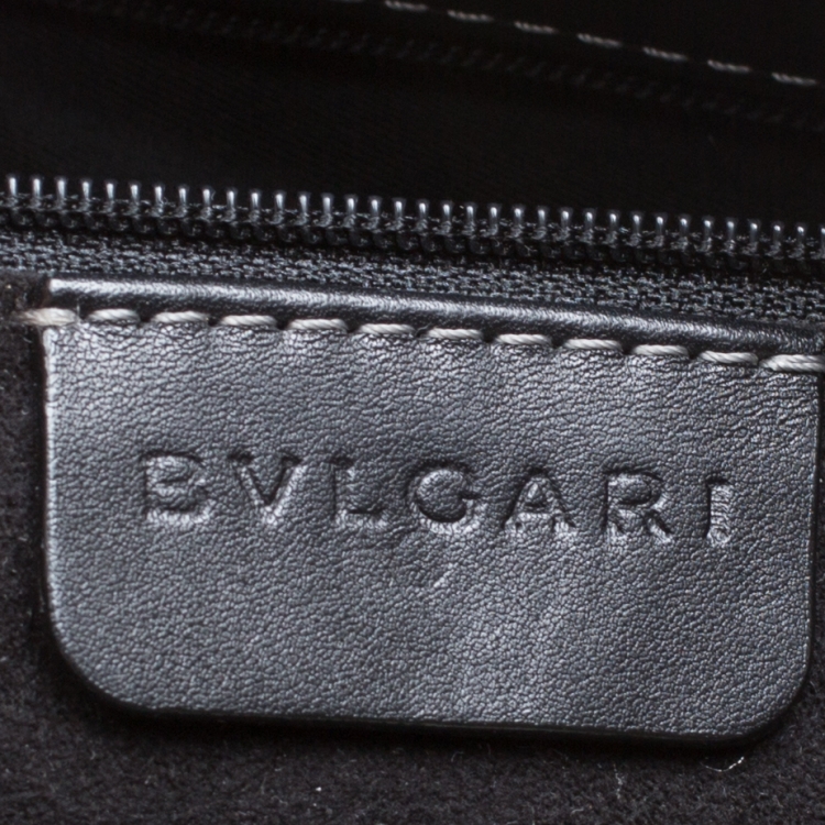 Pre Owned Bvlgari Black Leather Shopper Tote